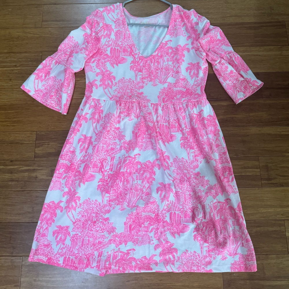 Lilly Pulitzer Jannie Dress 👗 Size Small, Palm Beach Anniversary Pink Toile